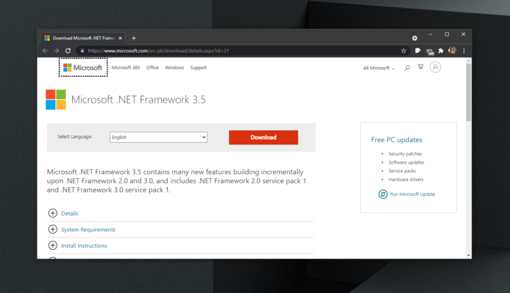 Descargar Microsoft .NET Framework 3.5