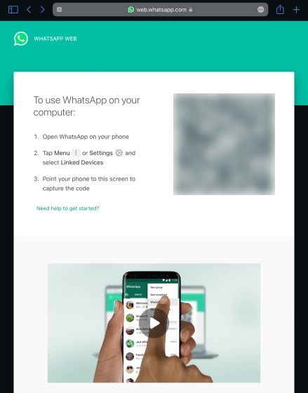 WhatsApp Web en Safari.