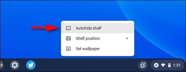 Ocultar la barra de tareas de Chrome OS.
