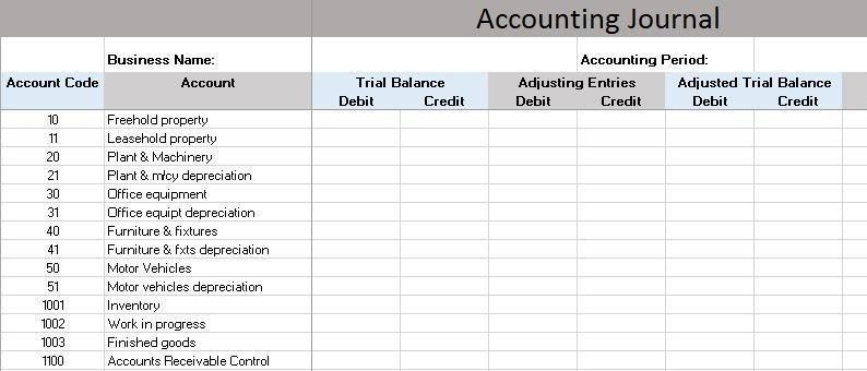 Accounting Journal Template