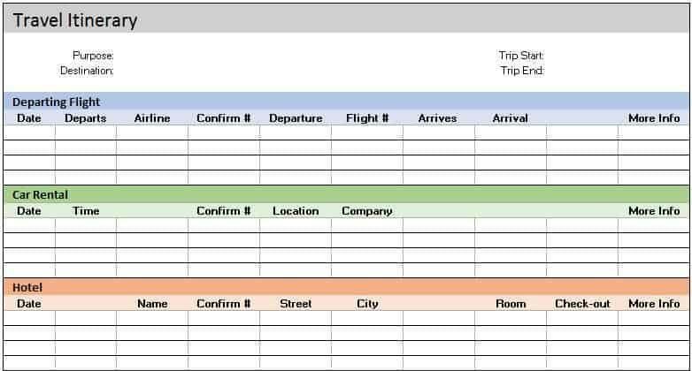 Travel Itinerary Template