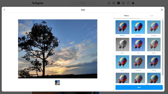 Aplicar filtros en Instagram desde PC o Mac.