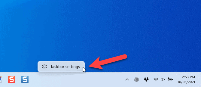 Configuración de la barra de tareas.