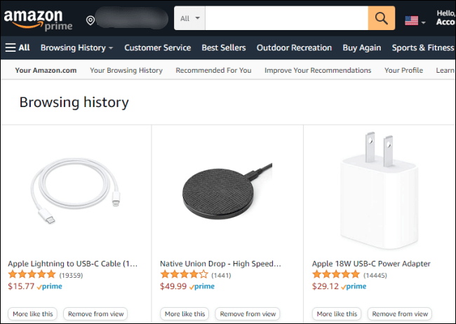 Ver historial navegación Amazon desde ordenadores.