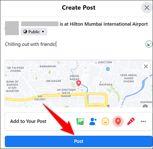 De esta forma podemos crear una publicación ubicación Facebook