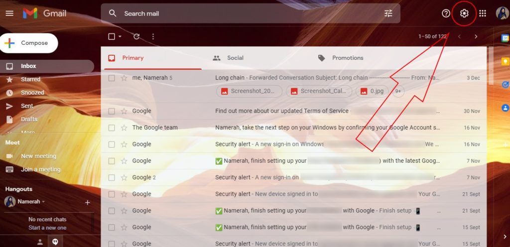 Ingresamos a los ajustes de Gmail para configurar las respuestas fuera de la oficina.