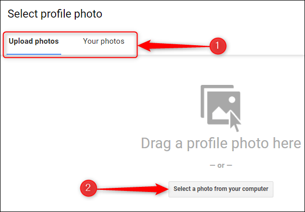 Seleccionar foto desde el ordenador para cambiar foto perfil Google