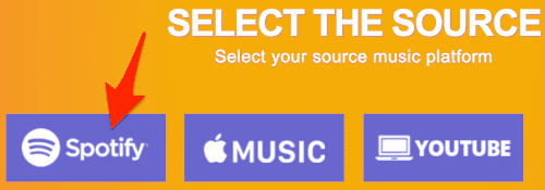 Elegir Spotify para transferir listas de reproducción a Apple Music.