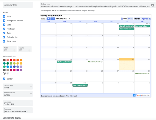Personalizar Google Calendar.