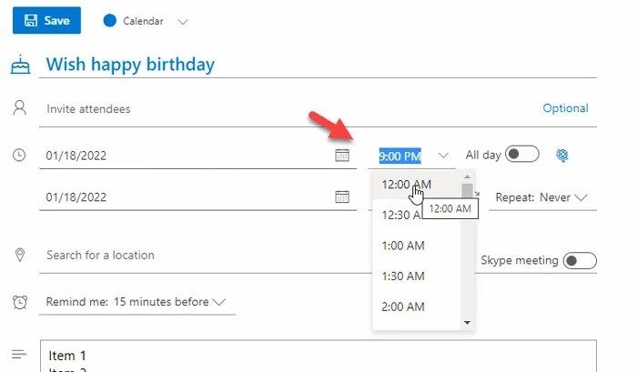 Outlook Calendar tareas pendientes 3
