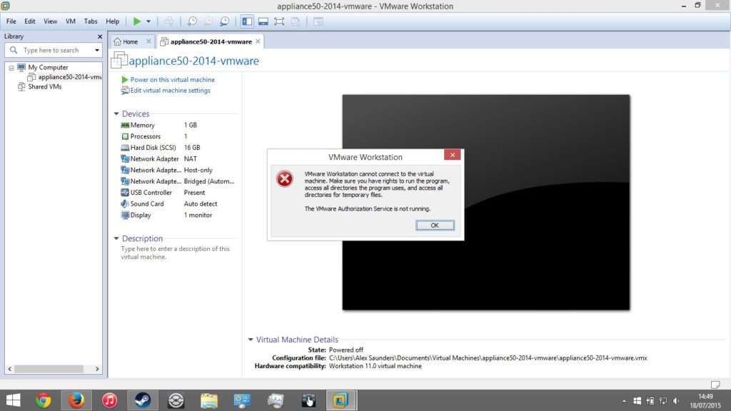 reparar servicio autorización VMware 2