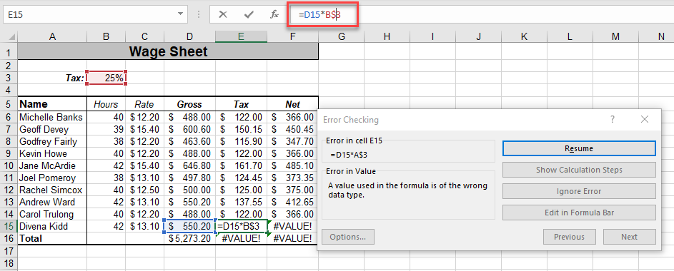 Así podemos usar la verificación de errores  en Excel y Sheets