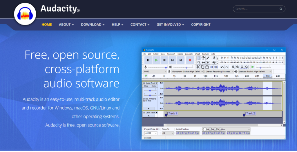 Audacity para editar audio de código abierto.