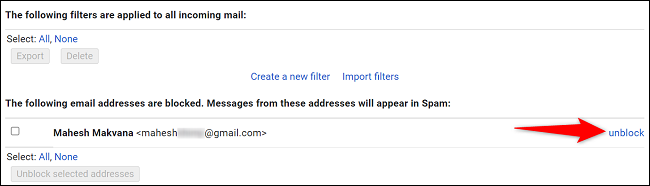 Desbloquear a alguien en Gmail