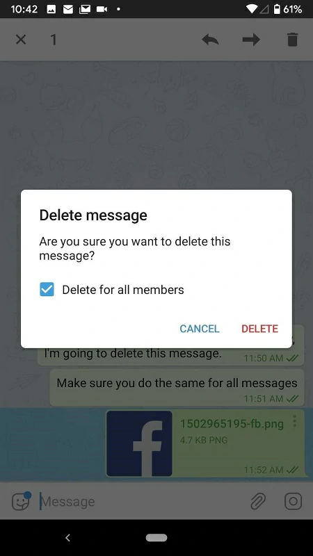 borrar mensajes historial Telegram 2