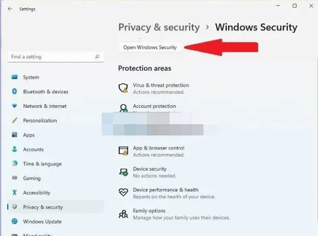 Abrir Windows Security.