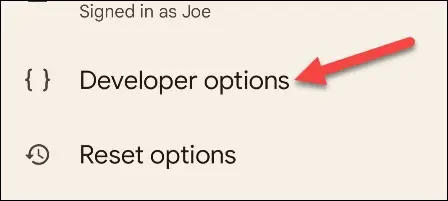 Opciones de desarrollador.