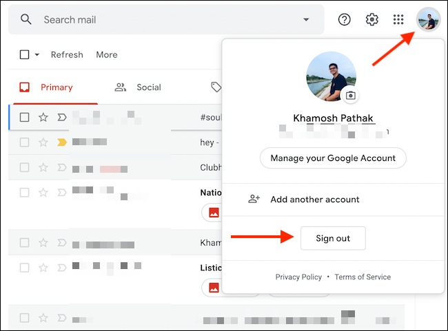 Cerrar sesión en Gmail