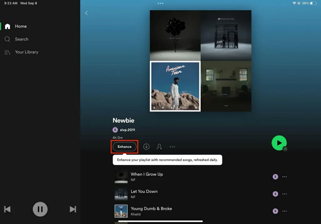 botón Mejorar Spotify 2