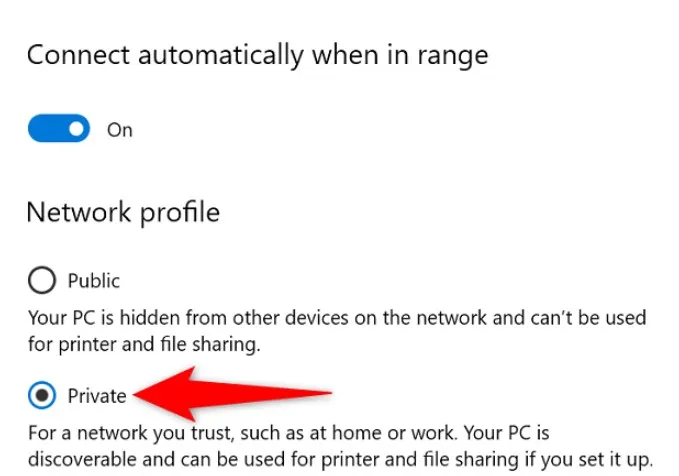 Cambiar de red pública a red privada en Windows
