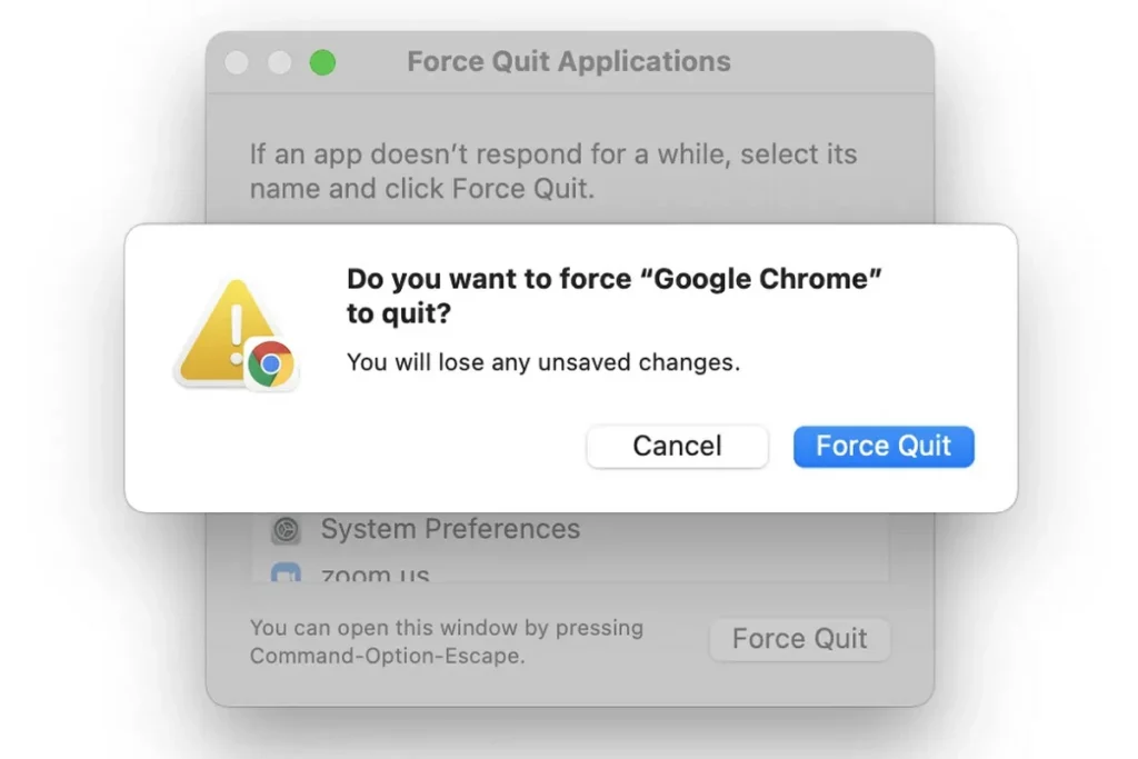 forzar cierre aplicación Mac 3