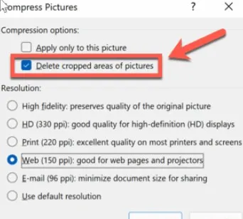Eliminar áreas recortadas de imágenes para ahorrar espacio en archivos de Excel.