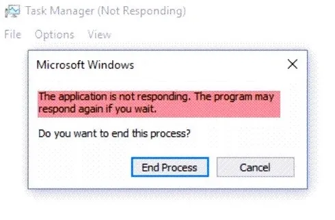 Error de aplicación no responde Windows