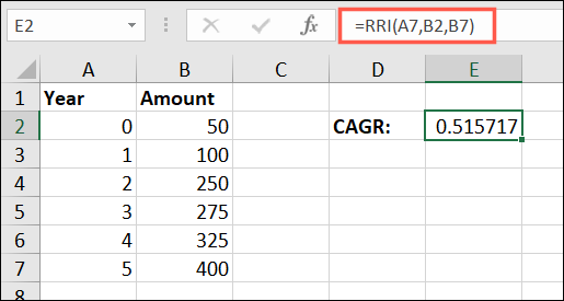 calcular CAGR Excel 3