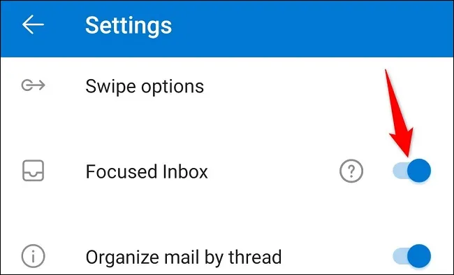 Desactivar bandeja entrada enfocada de Outlook desde el móvil.