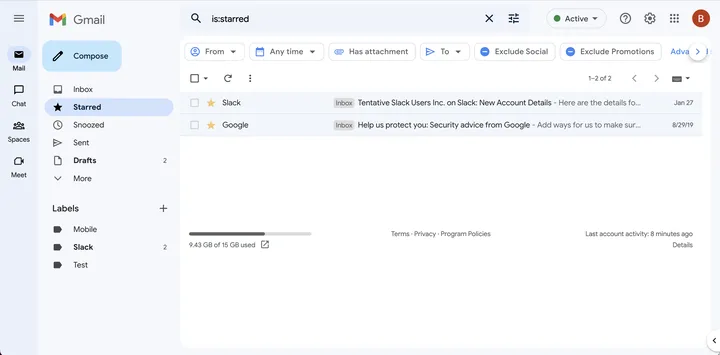 Nueva vista del correo electrónico de Google.
