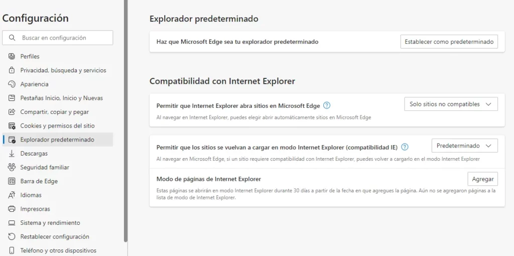 Compatibilidad con Internet Explorer.