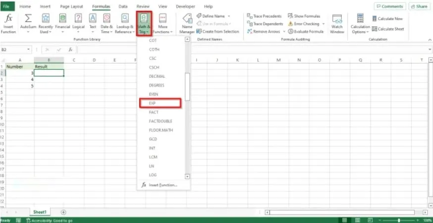 Cómo usar la función exp Microsoft Excel