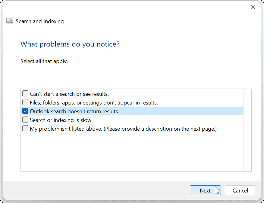búsqueda Outlook Windows 11 2