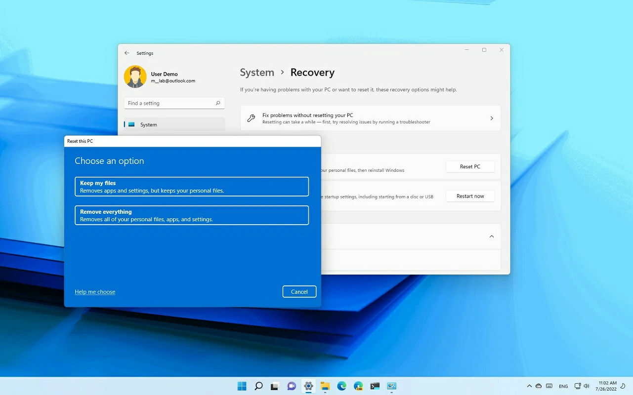 restablecer Windows 11 2