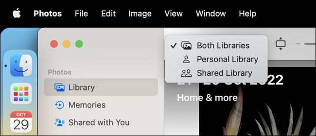 Cambiar entre biblioteca de fotos compartida de iCloud.