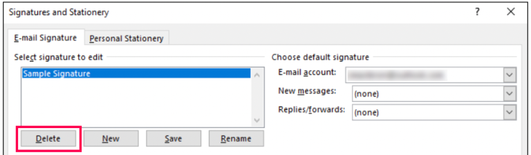 Eliminar firma de Outlook en Windows.
