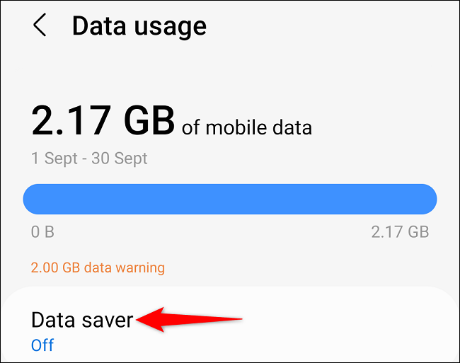Data saver en teléfonos Samsung.