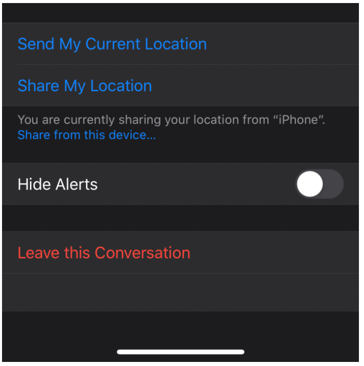 Abandonar chat de grupo en iPhone