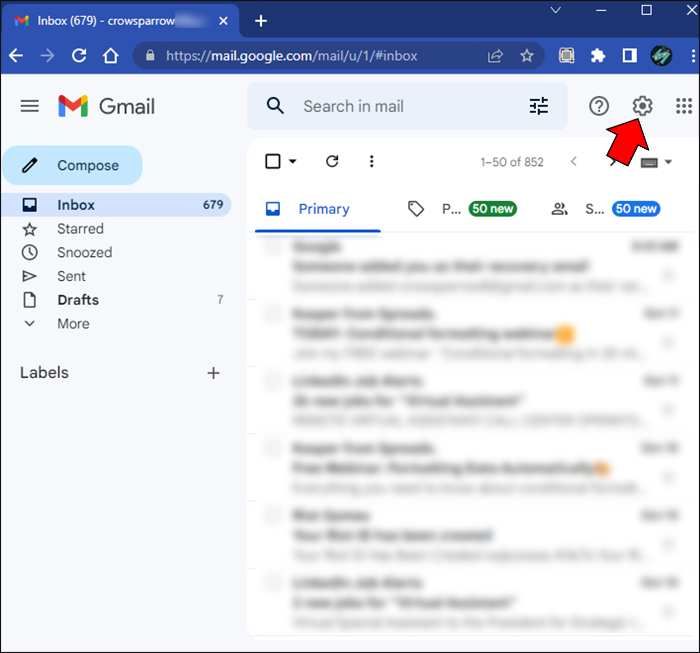 Configuración de cuenta de Gmail.