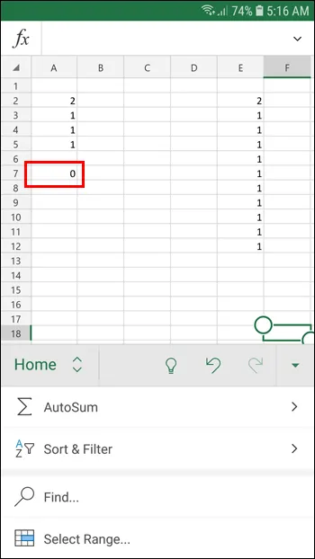 Así podemos contar celdas con texto en Excel en Android.