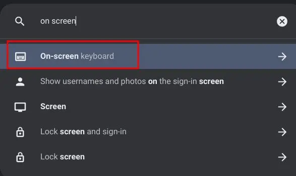 Buscar teclado en pantalla para usar emojis en Chromebook.