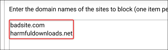 Lista de sitios webs para bloquear en Android