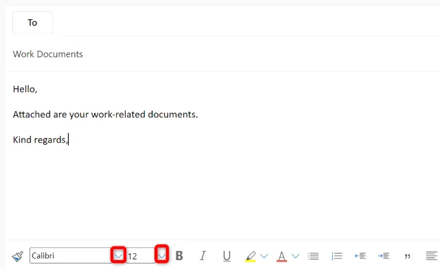 Cambiar la fuente y su tamaño en correos electrónicos de Outlook