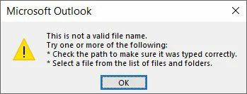 nombre archivo válido Outlook 2