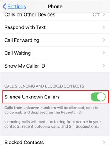 Silenciar llamadas desconocidas en iPhone.