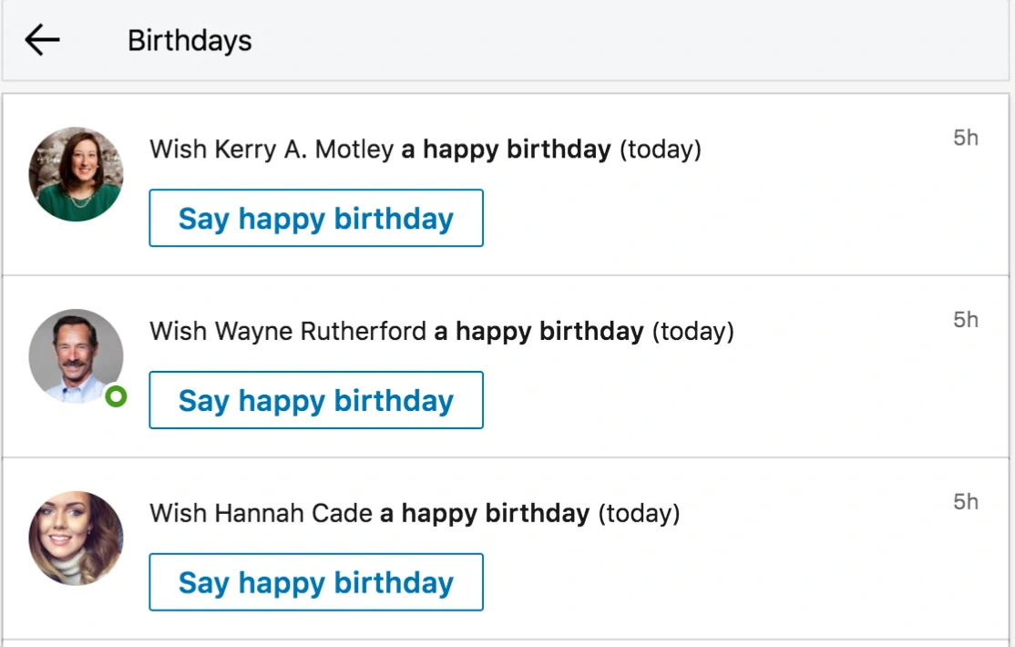 fechas cumpleaños LinkedIn 2
