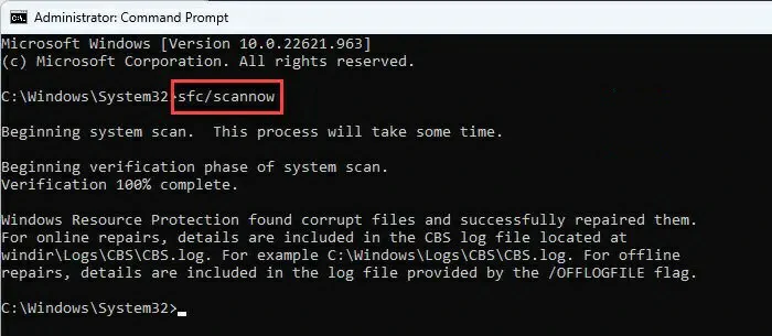 error 0xc00000e5 Windows 11 scannow