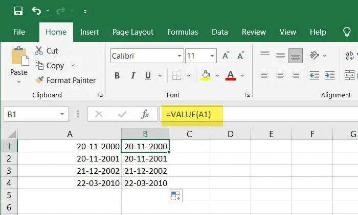 Excel no reconoce fechas 3