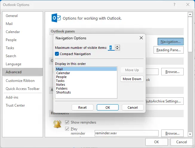 Comprobar y configurar visibilidad del apartado de Notes que desapareció en Outlook 365