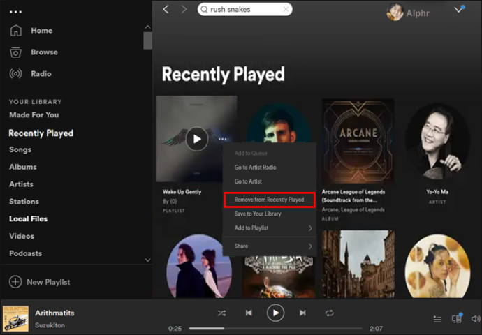 eliminar canciones escuchadas Spotify 2